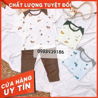 Bộ dài tay bé trai, bé gái vải tăm mỏng mát mặc thu đông, điều hoà bon99