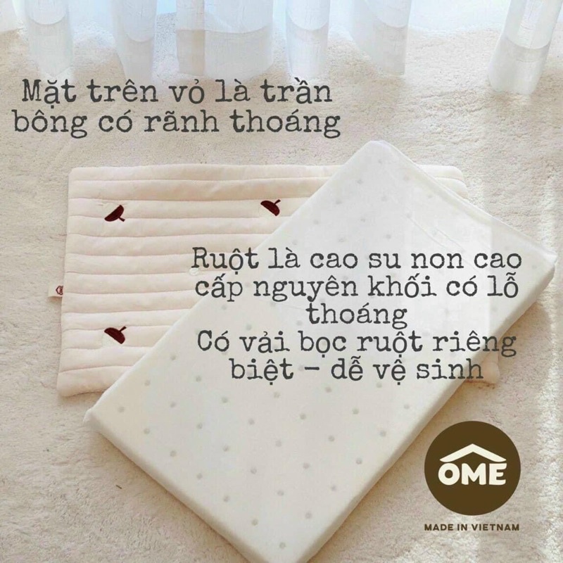 [OME] Gối cao su non vỏ trần bông cao cấp cho bé