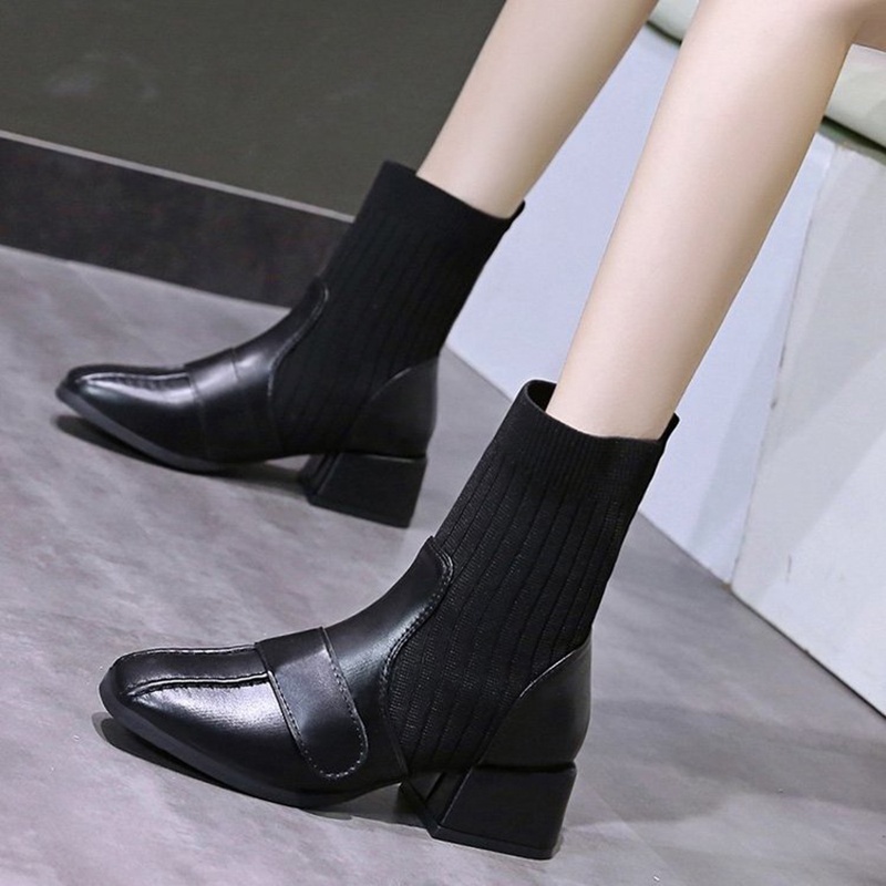 Giày bốt Martin IELGY mũi vuông phong cách retro thiết kế thời trang cho nữ