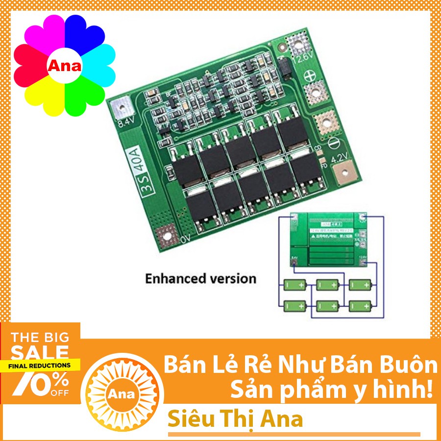 Mạch sạc xả và bảo vệ pin 3S 12.6V 25A