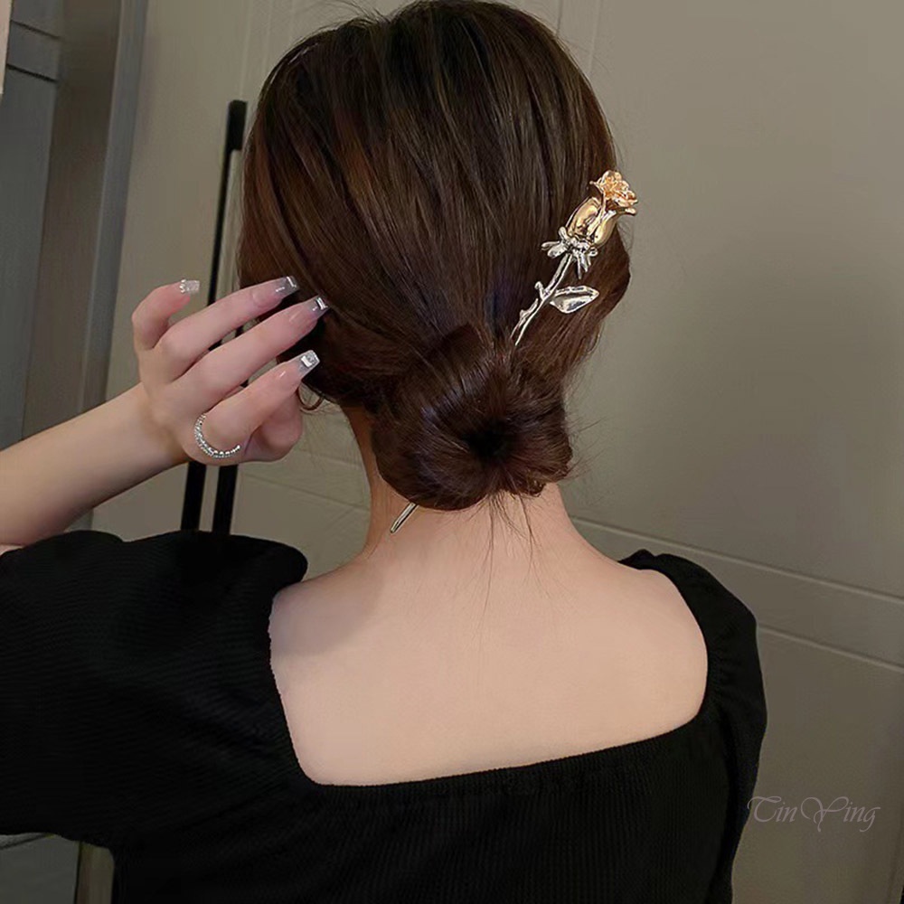 GETNOIVAS Kẹp Tóc Kim Loại Hình Hoa Hồng Đơn Giản Dễ Sử Dụng Phụ Kiện Chụp Ảnh Đẹp Mắt Cho Nữ Giới