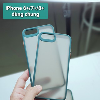 Ốp NHÁM NÚT MÀU VIỀN Xanh Rêu cho IPhone 7+/8+/ X/XS/XSMAX /11PRO / 11 PROMAX