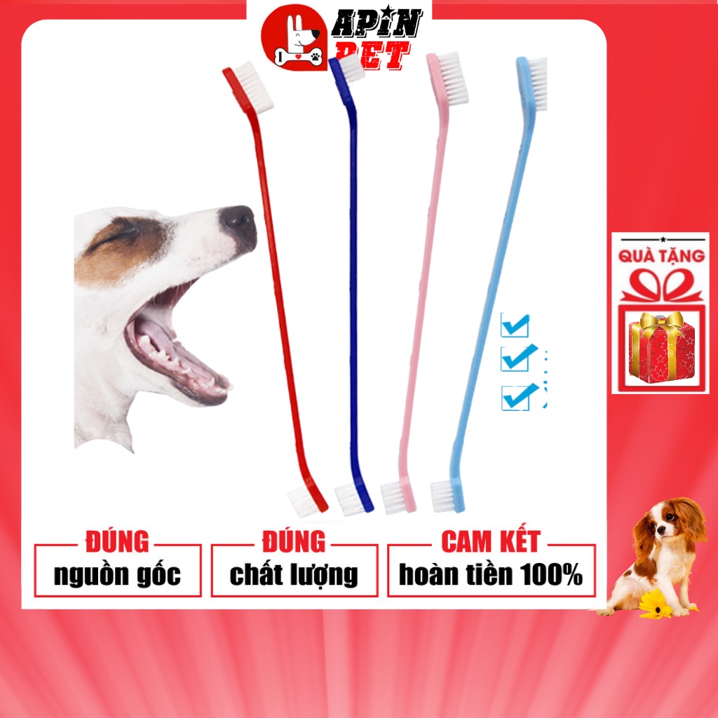 Bàn Chải Đánh Răng Cho Chó Mèo 2 đầu tiện dụng-Shop Apin Pet
