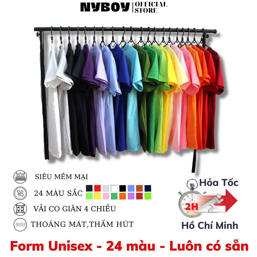 Áo Thun Trơn unisex  Nam Nữ Tay Ngắn Nhiều Màu Vải mịn