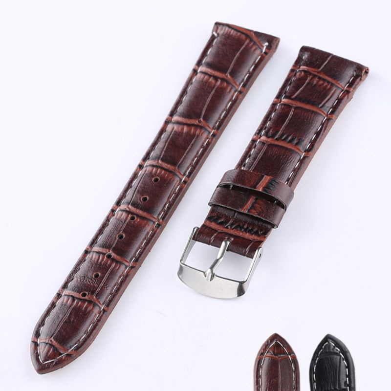 Dây đồng hồ da nam nữ, dây da khóa thép 316L cao cấp sang trọng