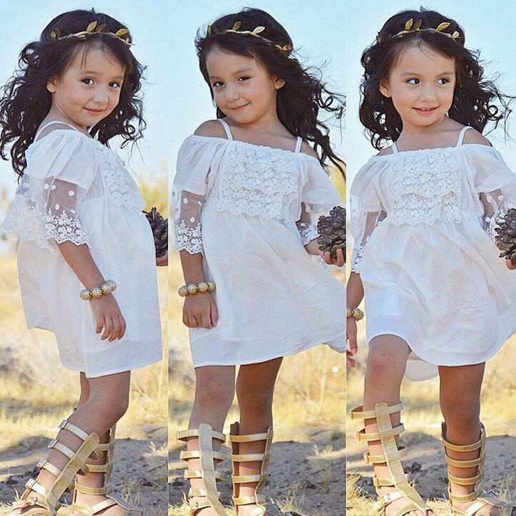 ღ♛ღLace Girl Princess Dress Kid Baby Party Wedding Pageant Formal Dresses Clothes