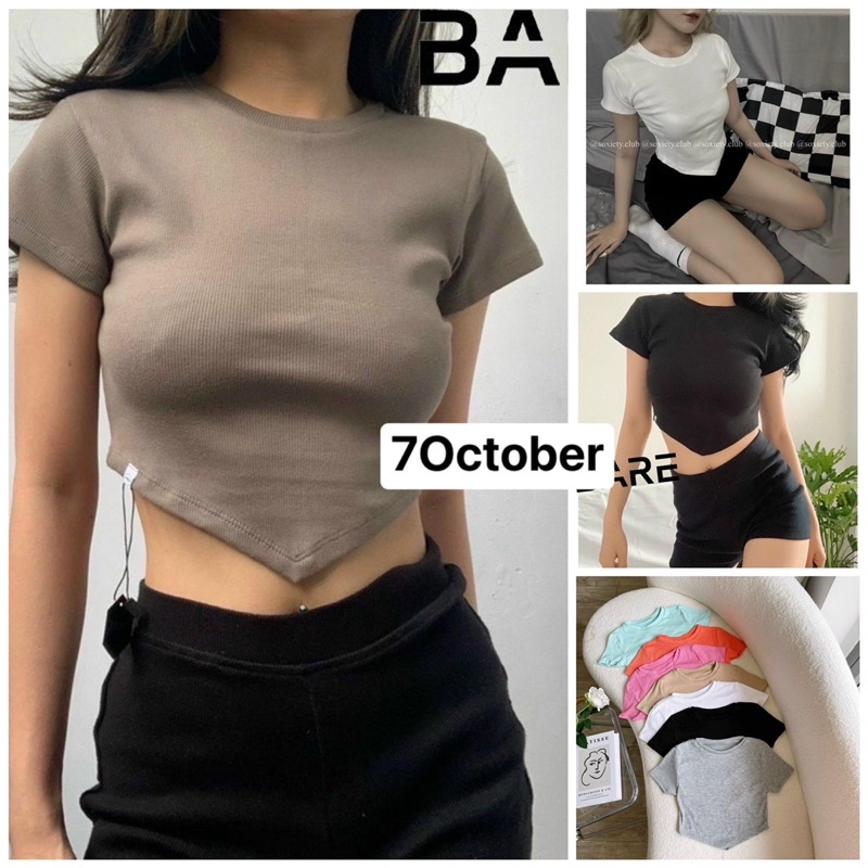Áo CropTop Tay Ngắn Vạt Nhọn ( Kèm hình thật )