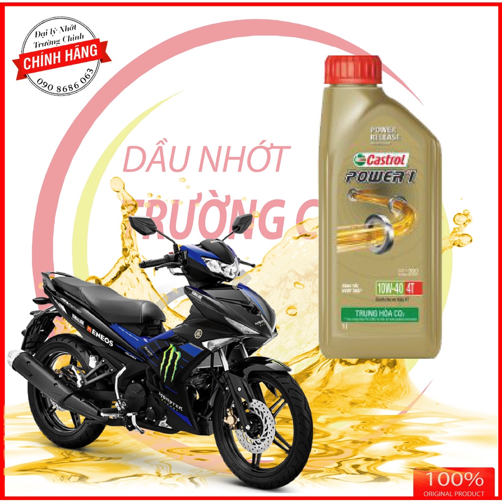 Nhớt Castrol Power 1 4T 10W40 dành cho xe số, tay côn hàng chính hãng