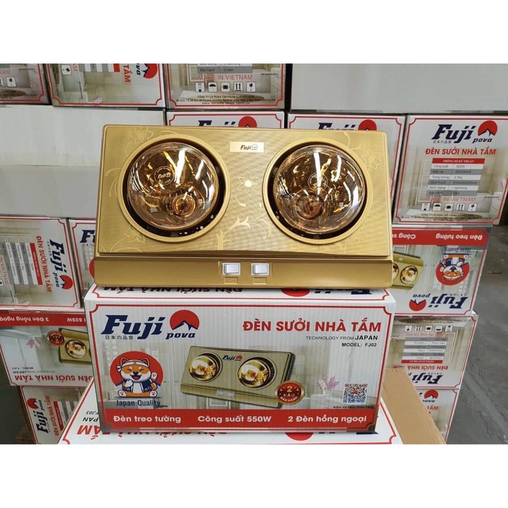 Đèn sưởi nhà tắm - đèn sưởi hồng ngoại Fuji Pova sưởi ấm nhanh, chống bỏng, chống loá  [BH 12 tháng]