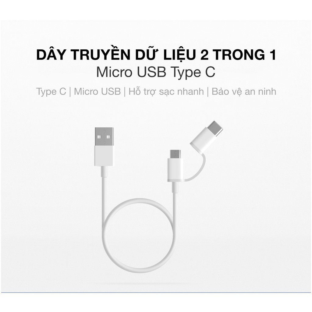 Dây Cáp Sạc Đa Năng 2 Trong 1 USB Type-C / Micro USB Xiaomi (0.3m) | BH 7 ngày