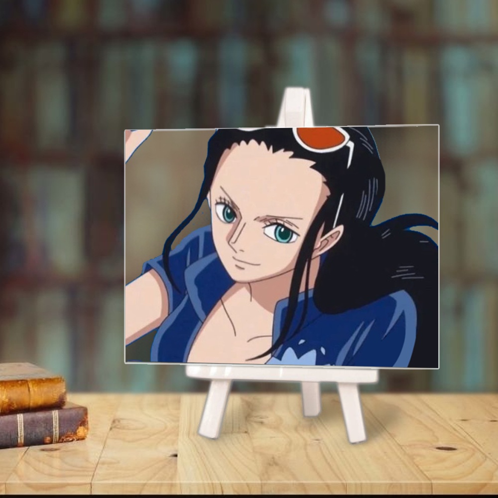 Tranh kính ONE PIECE ĐẢO HẢI TẶC anime chibi acrylic mica trong trưng bày trang trí góc học tập giá gỗ