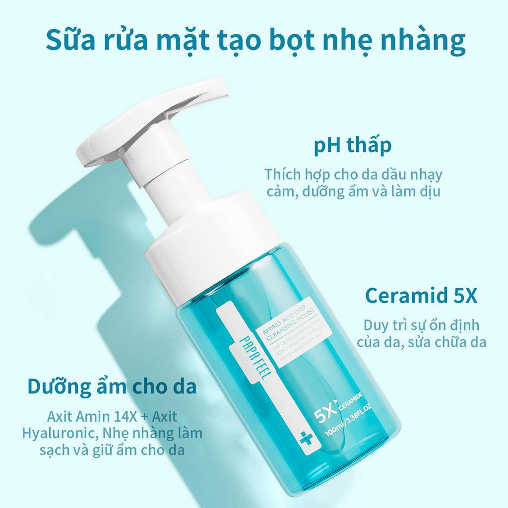 PAPA FEEL Rửa mặt tạo bọt 5X Ceramide Cho da dầu nhạy cảm 100ml