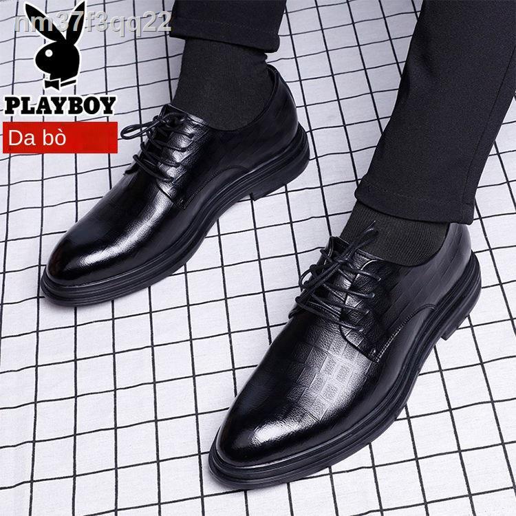 ✙Giày da Playboy nam phù hợp với công sở hàn quốc xu hướng mùa thu cưới chú rể đen cộng nhung