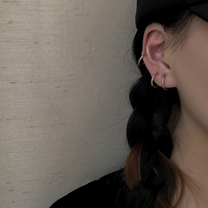 Khuyên Tai Thép Titan Không Xỏ Lỗ Phong Cách Hip Hop