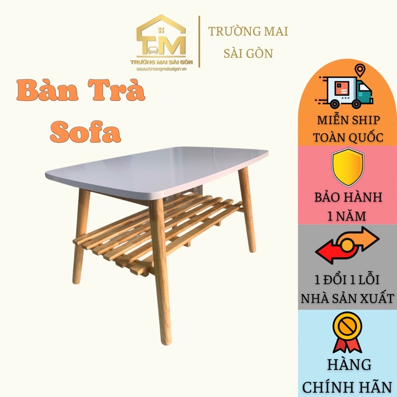 bàn trà sofa gỗ chữ nhật có kệ tiện lợi hiện đại chống thấm ẩm ướt cao cấp Trường Mai Sài Gòn