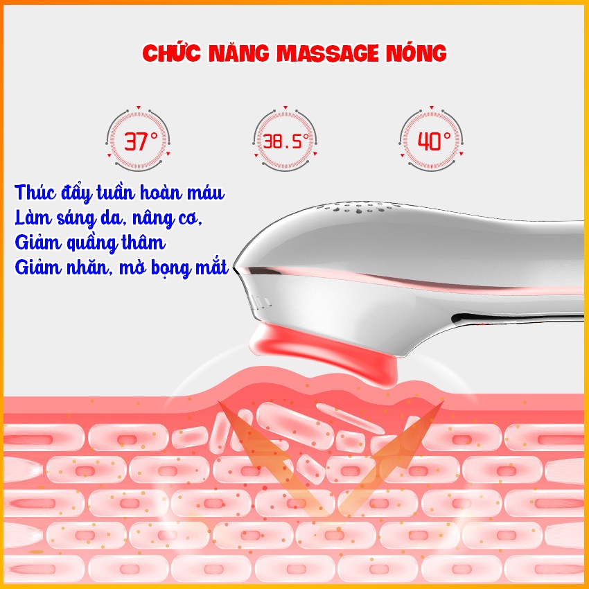 Máy massage mặt cầm tay mini - máy matxa mặt ion nóng lạnh- máy điện di tinh chất, nâng cơ mặt - MIAN MART