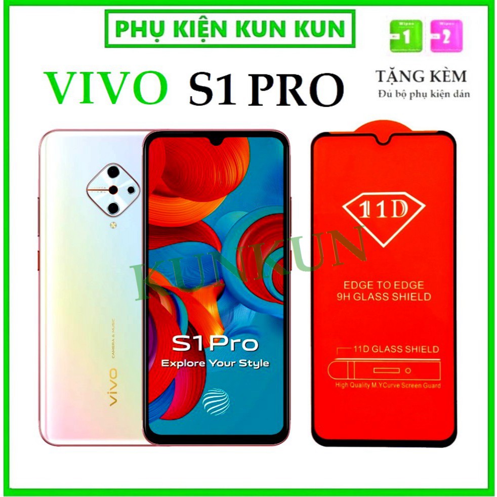 Kính Cường Lực Vivo S1 Pro - Cao Cấp - Full màn hình 11D - Độ cứng 9H - Độ trong suốt cực cao [FreeShip_50K]