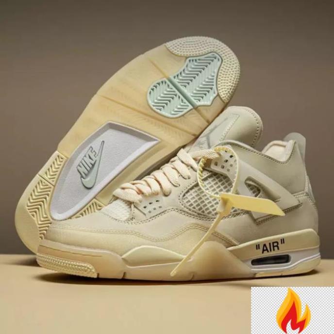 Giày air jordan 4 retro off white kem, Xanh dương, Trắng full , Xanh Ngọc ,Giày sneaker JD4 siêu hot -JG*()