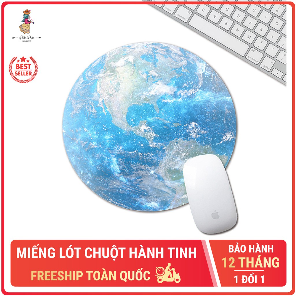 Miếng lót chuột hành tinh tròn chống trượt nhỏ gọn cho laptop máy tính Phặn Phặn