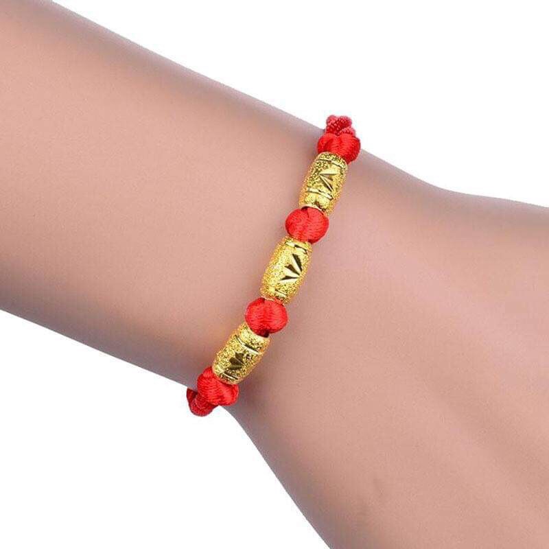 Vòng Tay chỉ đỏ mẫu 3 thanh vàng Đh475