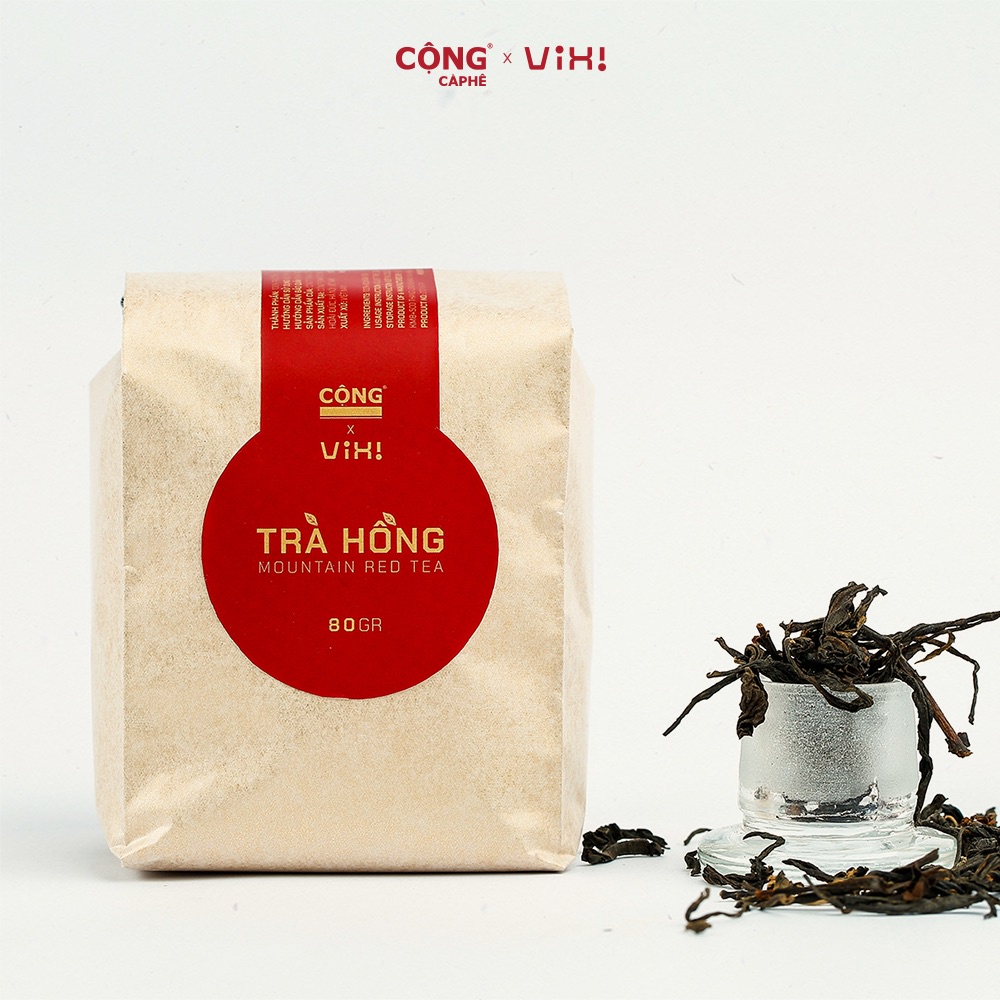 Set trà 3 loại Cộng Cà Phê x ViXi - trà xanh 160gr, trà vàng 80gr, trà hồng 80gr