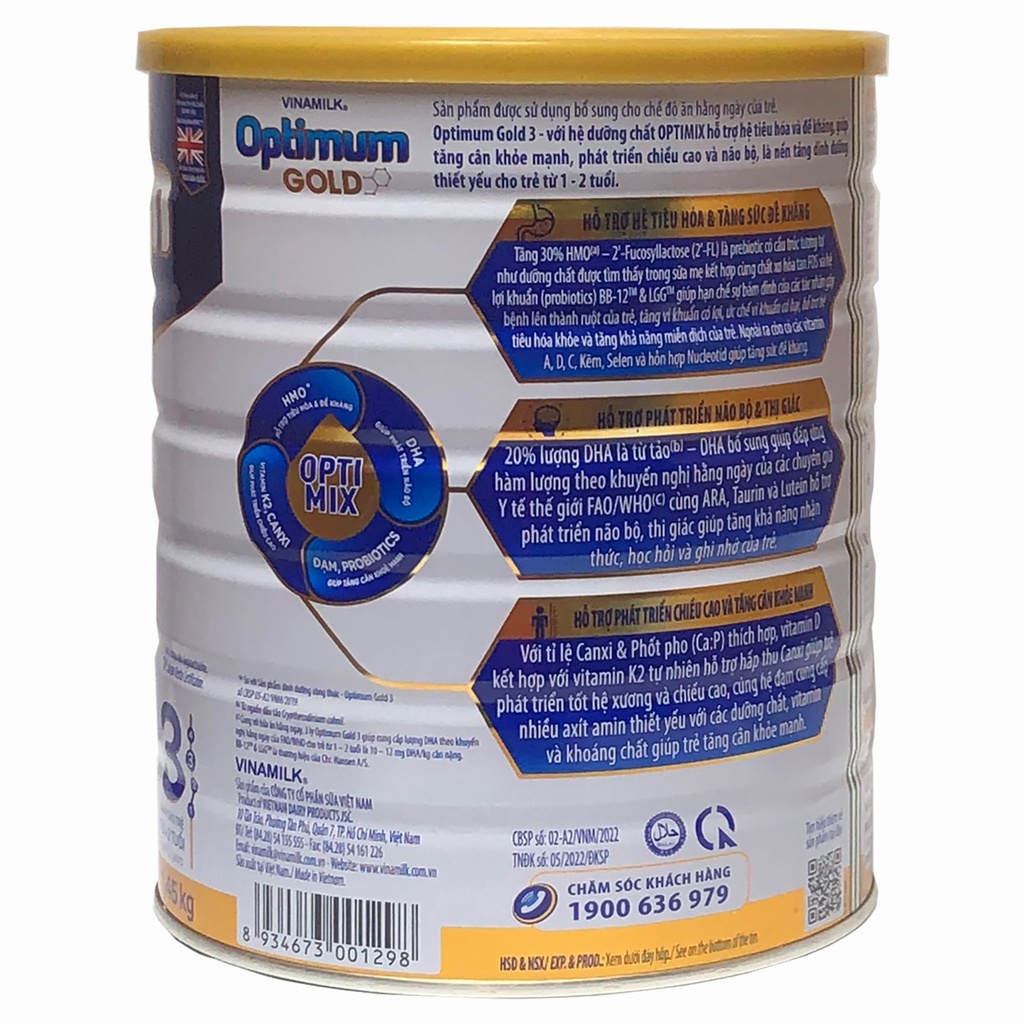 Sữa Bột Vinamilk Optimum Gold Optimix Số 3/4 Hộp 1,45kg