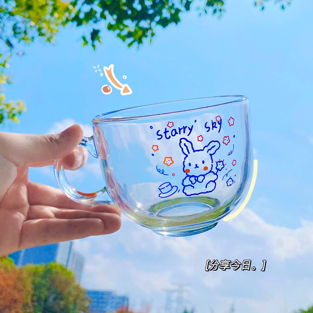 Cốc Thủy Tinh Trong Suốt Có Tay Cầm Dung Tích 500ml