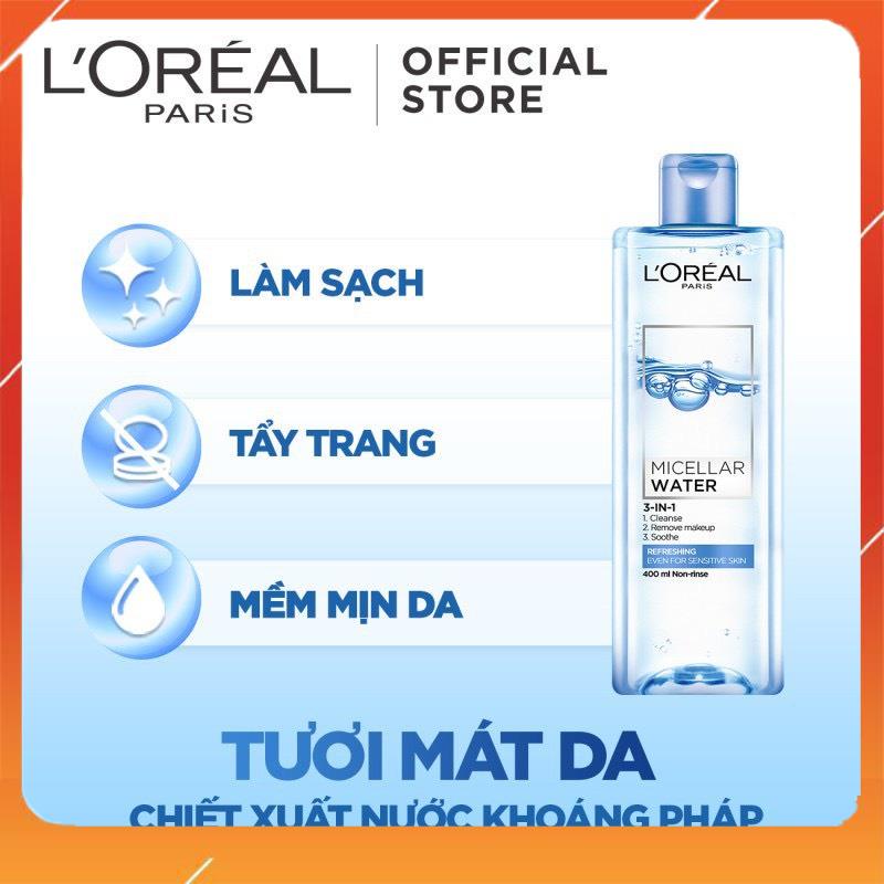 [CHÍNH HÃNG] [Đủ màu] - Nước tẩy trang Loreal - L'Oreal Paris 3-in-1 Micellar Water 400ml