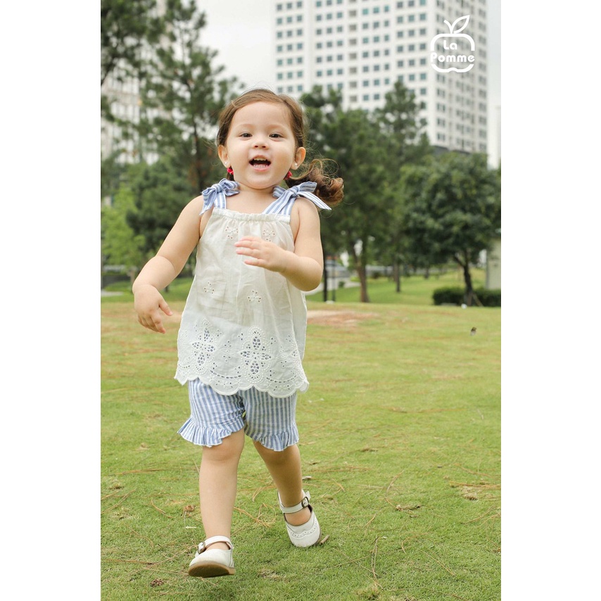 Bộ La Pomme sát nách cotton phối ren cao cấp thoáng mát thấm hút tốt nhiều kiểu dáng cho bé gái WS002 AS001 AS004