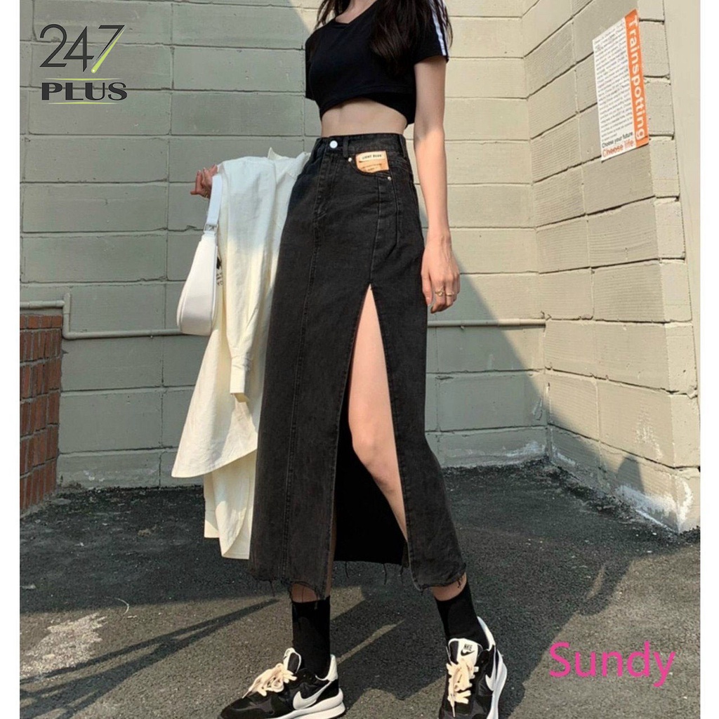 Chân váy bò dài xẻ chân cạp cao tôn dáng | BigBuy360 - bigbuy360.vn