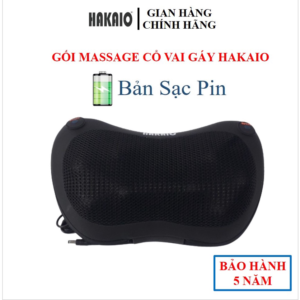 Gối Massage HAKAIO cao cấp sạc pin Bảo hành 5 NĂM mát xa Vai Gáy 8 Bi Hồng Ngoại Công Nghệ Nhật Bản