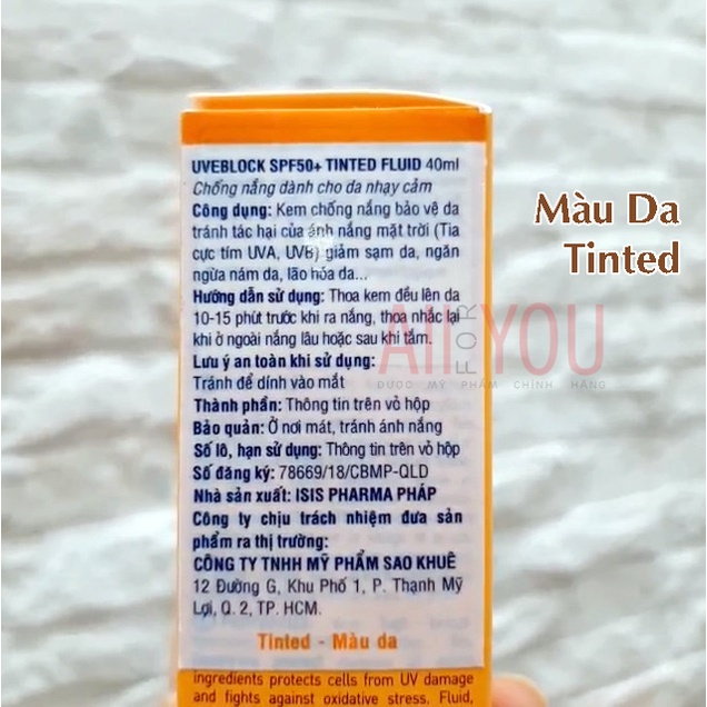 ISIS PHARMA Uveblock 50+ Fluid 40mL - Kem Chống Nắng Dành Cho Da Nhạy Cảm.