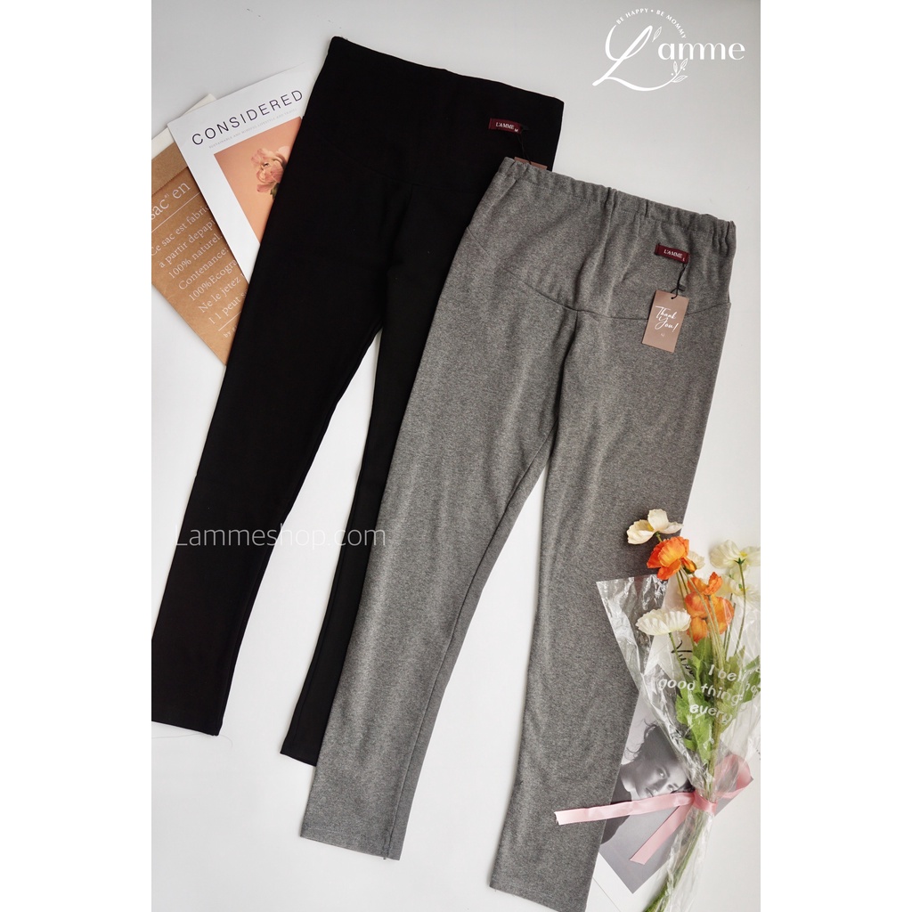 Quần bầu Legging thu đông chất liệu cotton dày có 2 loại cạp chun và cạp chéo By LAMME
