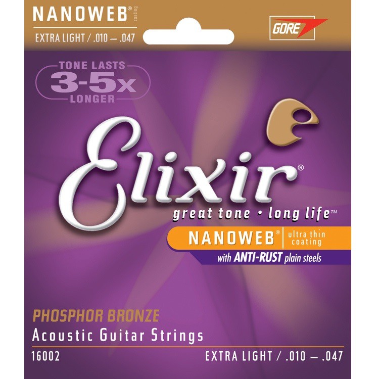 DÂY ĐÀN GUITAR ELIXIR ACOUSTIC PHOSPHOR BRONZE WITH NANOWEB® COATING SIZE 11