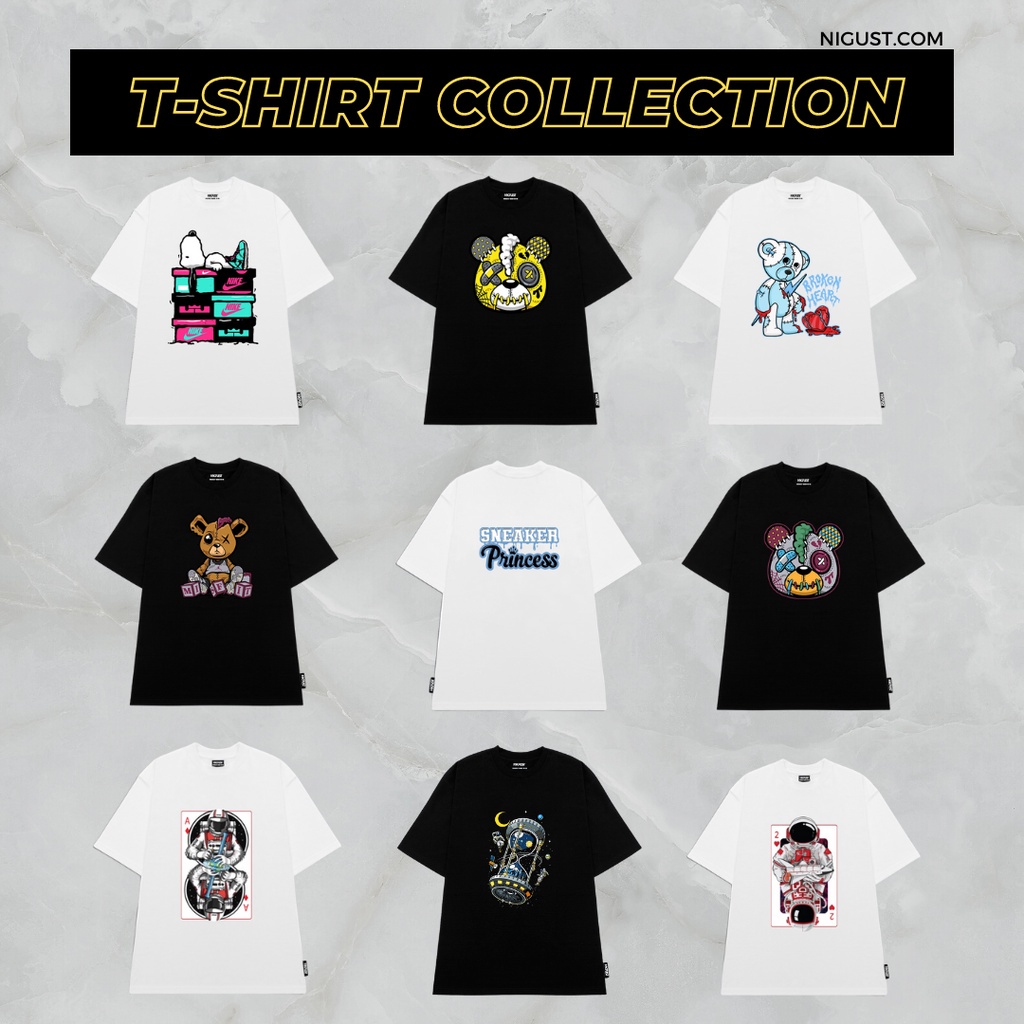 RANDOM PACK T-SHIRT - Áo thun local brand NIGUST form rộng tay lỡ cổ tròn vải cotton cao cấp Fullbox