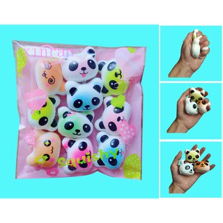 Set 10 đồ chơi squishy giảm stress hình gấu trúc nhiều màu sắc dễ thương cho bé
