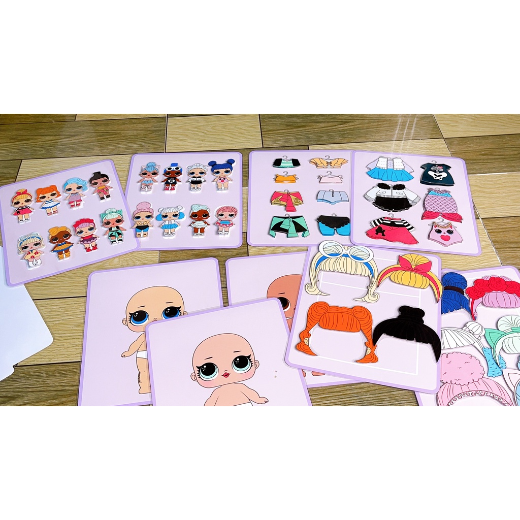 Sách bóc dán Búp Bê Thời trang LOL, quà tặng sinh nhật cho bé gái , Học liệu bóc dán Thay đồ cho ChiBi Búp bê thời trang