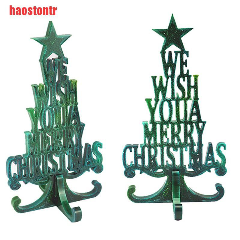 [haostontr]DIY Christmas Epoxy Resin Mold Christmas Tree Letter Silicone Mold Decoration