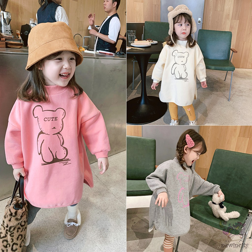 Đầm tay dài in hình hoạt hình xinh xắn cho bé