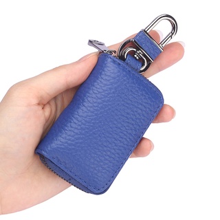 Ví da đựng chìa khóa xe hơi mini màu trơn có dây kéo