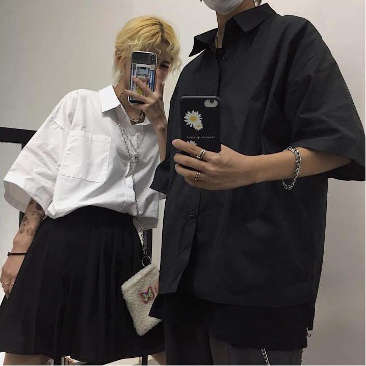 Áo sơ mi nam nữ form rộng Unisex, sơ mi cổ bẻ tay lỡ phong cách ulzzang Yinxx ASM00