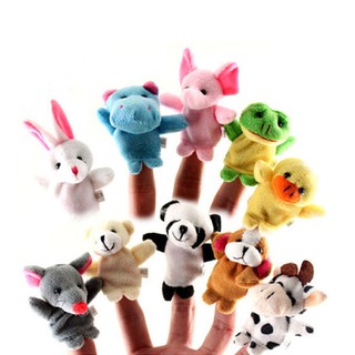 Set 10 con rối ngón tay mini hình động vật bằng vải lông cho bé