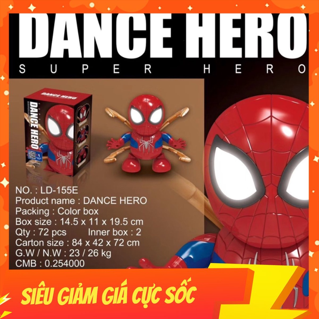 Đồ Chơi Robot Nhảy Múa Robot Dancer Hình Người Nhện Spiderman Có Nhạc Vui Nhộn, Phát Sáng Lấp Lánh