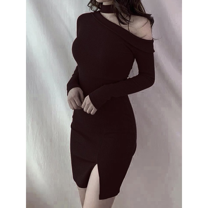 Đầm váy nữ body tay dài khoét vai sexy  trẻ trung, cá thích hợp cho nàng dự tiệc, đi chơi xinh xắn