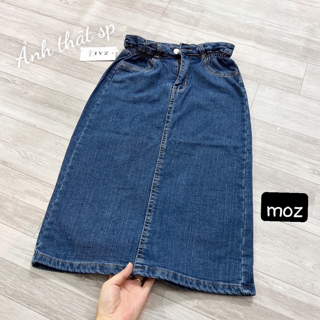 Chân váy bò nữ, Chân váy jeans dáng dài chất co giãn form chuẩn