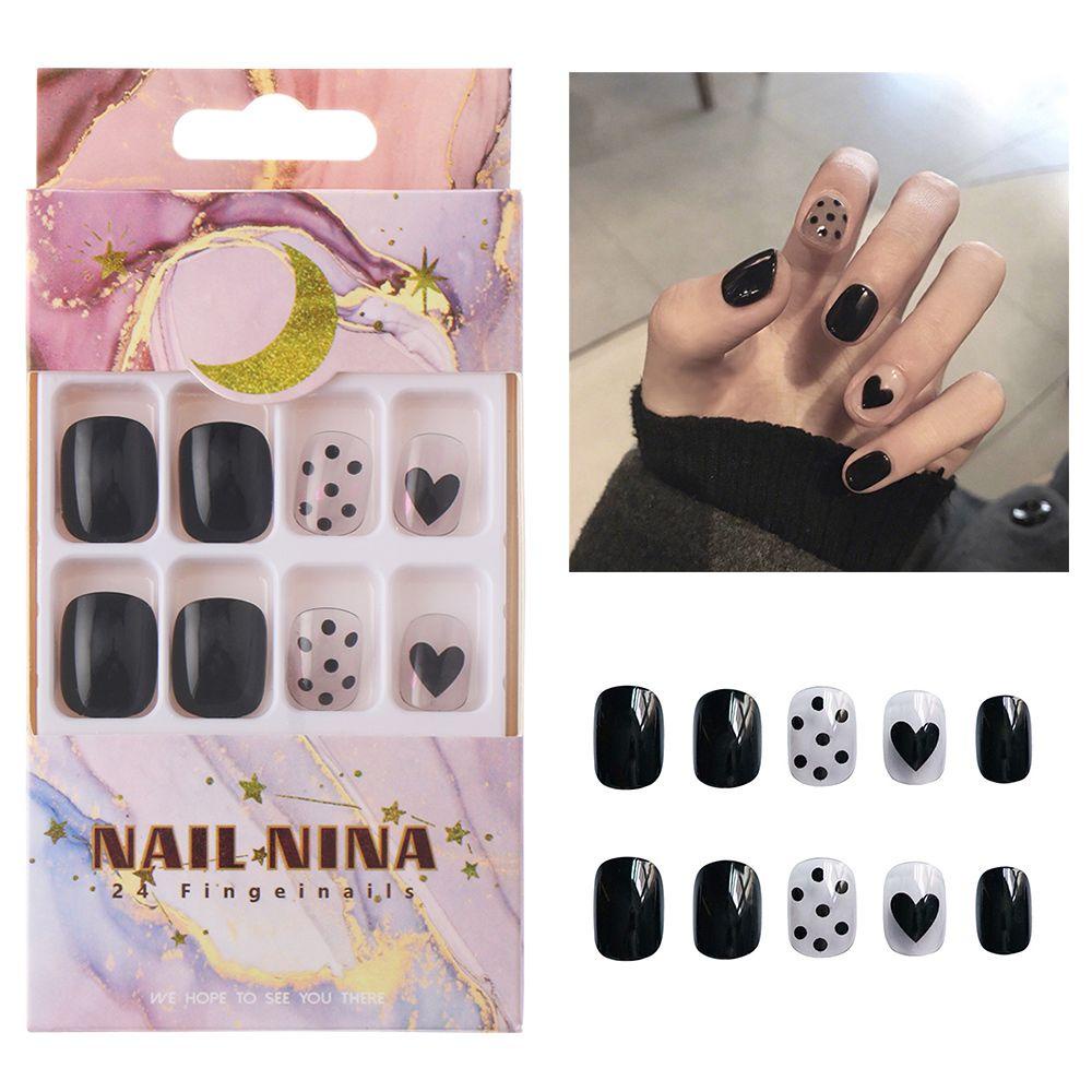 Hộp 24 Móng Tay Giả Đầu Tròn Trang Trí Nghệ Thuật MIHAN1