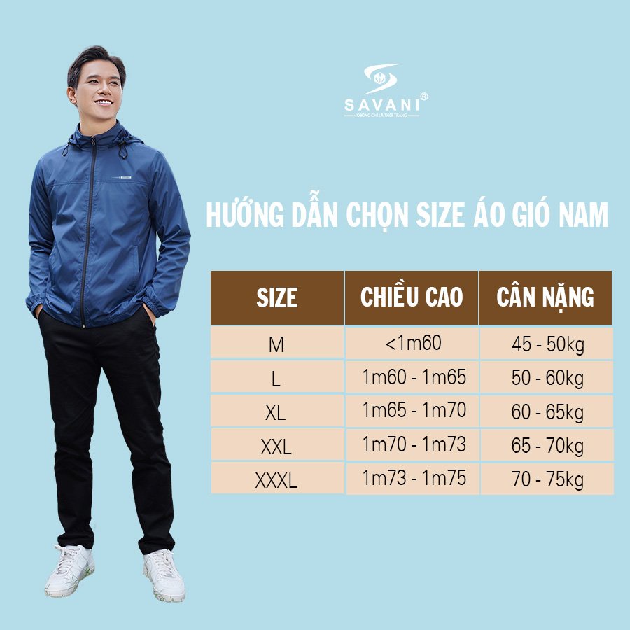 Áo Khoác Gió Nam SAVANI 2 Lớp , Túi Áo Có Khóa Kéo, Mũ Tháo Rời Chống Nước Cản Gió Cản Bụi Tiện Dụng MAG021