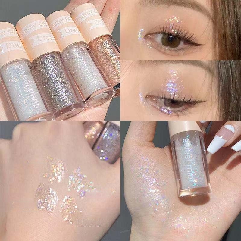 Phấn mắt dạng lỏng màu bạc hà lấp lánh chống thấm nước bắt sáng