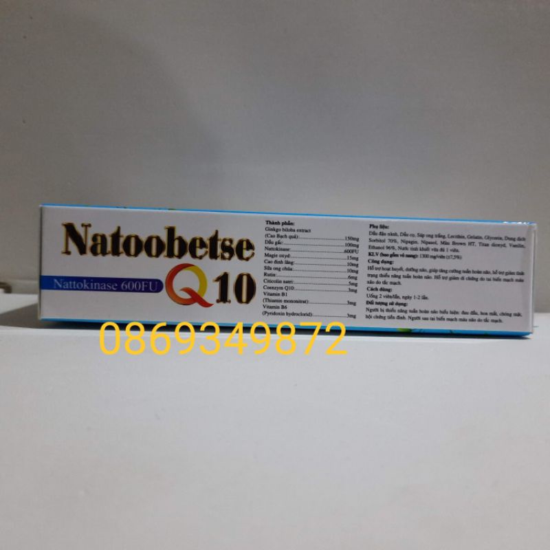 Hoạt huyết dưỡng não NATTO BEST Q10 - NATOOBETSE Q10 - NATTOKINASE 600FU ngăn ngừa nguy cơ tai biến mạch máu não