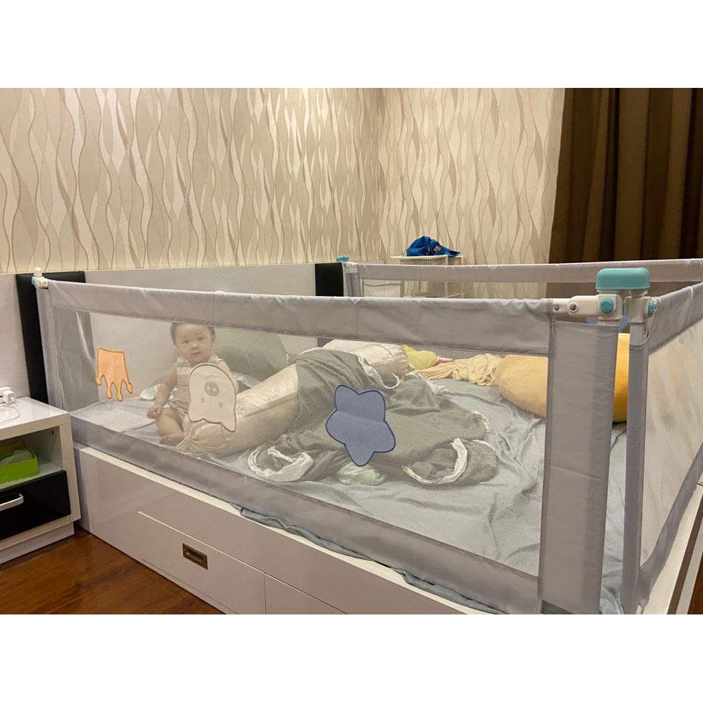 Thanh chắn giường 2021 Babyshark an toàn tiện lợi nâng hạ dễ dàng tránh chấn thương cho em bé